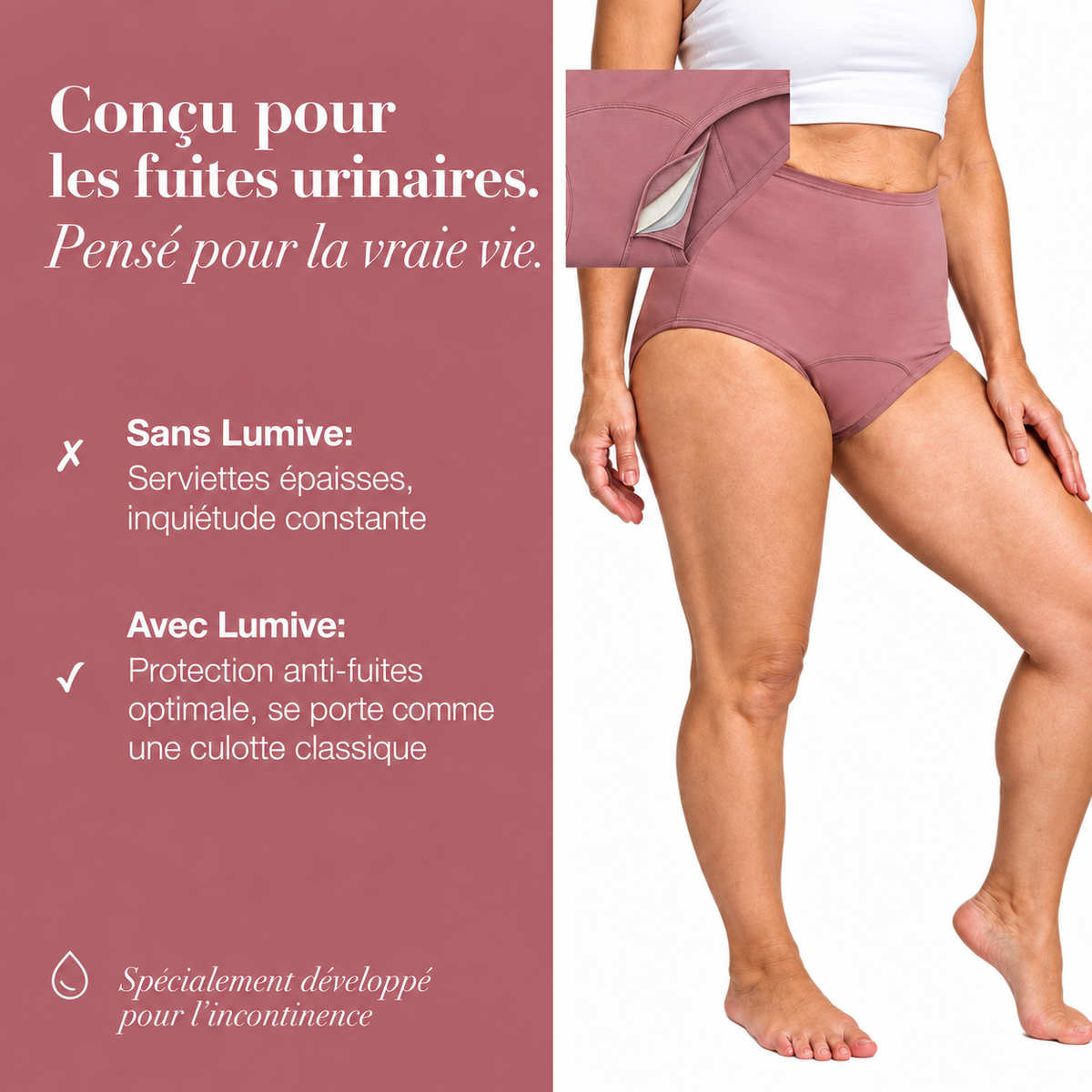 LUMIVE™ Culotte Anti-Fuites Taille Haute à 4 Couches
