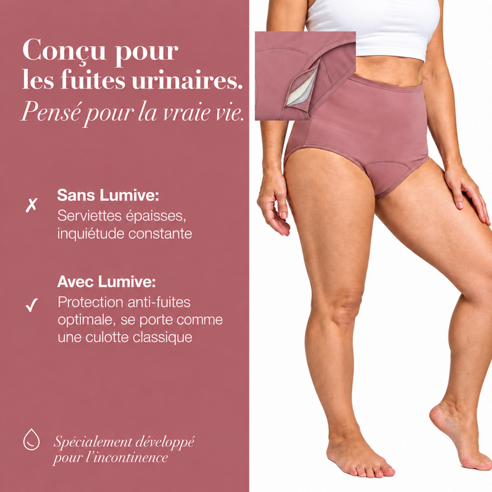 Culotte LUMIVE conçue pour les fuites urinaires