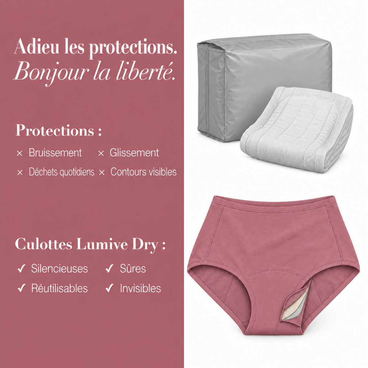 LUMIVE™ Culotte Anti-Fuites Taille Haute à 4 Couches